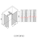 CERANO - Sprchová zástena Walk-in Onyx TL/P - 8 mm - hranatá vzpera - čierna matná, transparentné sklo - 110x100x200 CER-8050BD2901