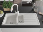 MEXEN/S MEXEN/S - Andres granitový drez s odkvapkávačom vrátane batérie Elia, biela 6515-20-670101-20