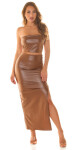 Sexy leather look 2Piece Set: Bandeau Top Skirt Einheitsgroesse