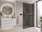 CERANO - Sprchová zástena Walk-in Onyx L-pravá vzpera - 8 mm + polička/držiak na uteráky - čierna matná, grafitové sklo - 100x200 CER-8050BD984