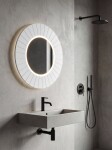SAPHO - LUMIRO STRIP guľaté zrkadlo s LED osvetlením v ráme, priemer 75cm, biela mat LR750-3131S