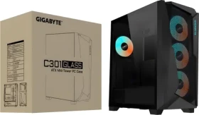 GIGABYTE C301 GLASS V2 čierna / E-ATX / 2x USB 3.0 + 1x USB-C 3.2 / 4X 120mm ARGB / bez zdroja / priehľadná bočnica (GB-C301G V2)