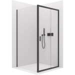 CERANO - Sprchovací kút Varone LINE Ľ/P - 6 mm - čierna matná, transparentné sklo - 120x100x195 - posuvný CER-DY505B-90-198