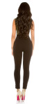 Sexy party-jumpsuit with glitter and v-neck black M