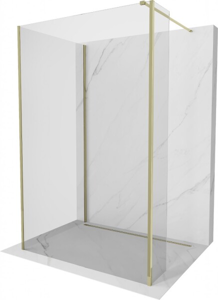 MEXEN/S - Kioto Sprchová zástena WALK-IN 100 x 100 x 30, transparent, zlatá 800-100-100-221-50-00-030