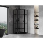 MEXEN/S - Mist L sprchový kút päťboký krídlový ľavá 100 x 100, čierna kratka, čierna 8A8L-100-100-70-77-L