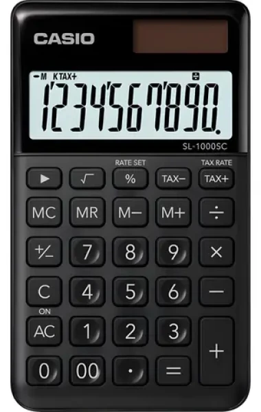 Casio SL 1000 SC BK čierna / Kalkulačka / desaťmiestna / duálne napájanie (4549526612596)