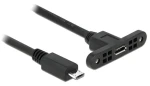 DeLock USB 2.0 / Predlžovací kábel / Micro-USB B samec-samica / 0,25 m / pre montáž do panelu (85245)