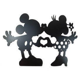Veselá Stena Drevená nástenná dekorácia Mickey a Minnie čierne