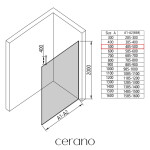 CERANO - Sprchová zástena Walk-in Onyx Top Round Ľ/P - 8 mm - guľatá vzpera - čierna matná, bronzové sklo - 50x200 CER-689029