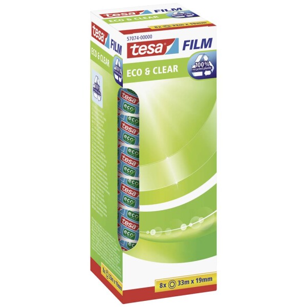 Tesa 57074-00000-01 tesafilm Eco & Clear priehľadná (d x š) 33 m x 19 mm 8 ks; 57074-00000-01