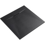 CERANO - Sprchová vanička čtvercová Enzo - SMC/minerální kompozit - strukturovaná černá matná - 80x80x3 CER-666049