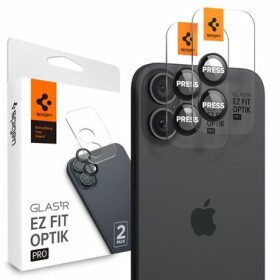 Spigen Glass tR EZ Fit Optik Pro 2 Pack ochranné sklo fotoaparátu pre Apple iPhone 16 16 PLUS čierna (AGL07921)