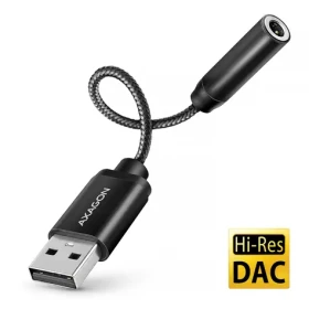 Axagon ADA-HA, USB-A na 3.5 mm jack - Hi-Res DAC audio adaptér, 384 kHz/32 bit DAC, stereo (ADA-HA)
