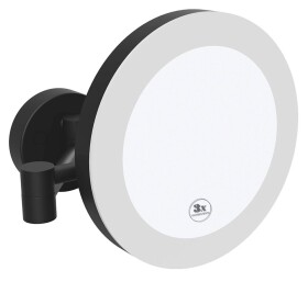 SAPHO - X-ROUND BLACK závesné kozmetické zrkadlo LED, priemer 200, čierná mat XR016B