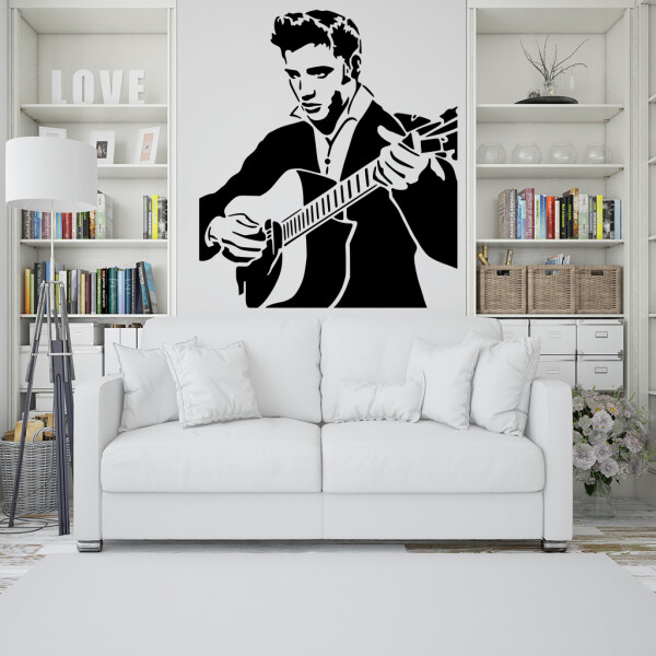 Veselá Stena Samolepka Elvis Presley Farba: čierna, Veľkosť: 100 x 93 cm