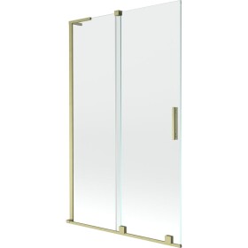 MEXEN/S - Velar L dvojkrídlová posuvná vaňová zástena 110 x 150, transparent, zlatá kartáčovaná 896-110-003-01-55