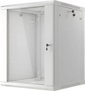 Lanberg WF01-6615-10S sivá / Nástenný rozvádzač 19" / 15U / 600×600 mm / presklené dvere / flat pack (WF01-6615-10S)