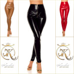 Sexy KouCla leatherlook Pants with zips black M