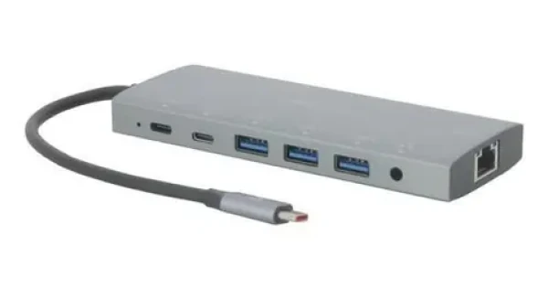 Mobilis USB-C Docking Station 12v1 sivá / Dokovacia stanica / 100W PD / 2x DisplayPort / HDMI / RJ-45 / SD/microSD (020028)