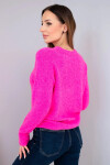 Dámsky detský sveter z alpaky s dlhými rukávmi neónovo ružovej farby UNI