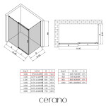 CERANO - Sprchovací kút Santoro Ľ/P - 8 mm - čierna matná, grafitové sklo - 100x90x195 - posuvný CER-8050BD7292