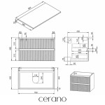 CERANO - Kúpeľňová skrinka Carole + doska pod umývadlo Navira Slim - 18 mm - biela matná ryhovaná - 80x49,8x46 CER-016383