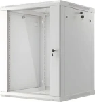 Lanberg WF01-6615-10S sivá / Nástenný rozvádzač 19" / 15U / 600×600 mm / presklené dvere / flat pack (WF01-6615-10S)