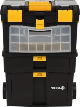 Vorel Pojazdný box na náradie s organizérom / Dielenský vozík / 3dielny / Plast / 46x22x62 cm (TO-78734)