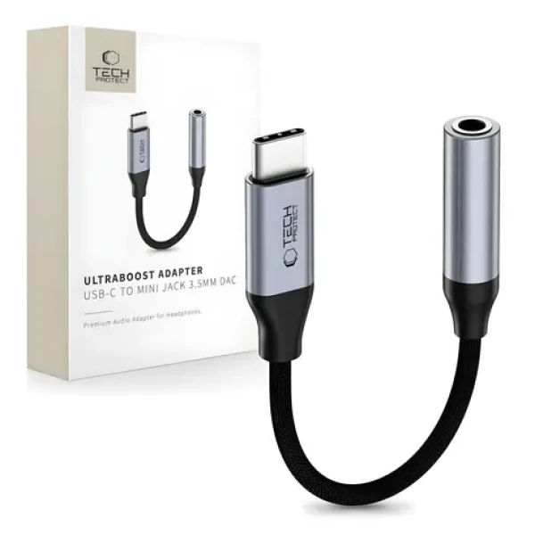 Tech-Protect UltraBoost tmavo šedá / DAC adaptér / USB-C - 3,5 mm jack