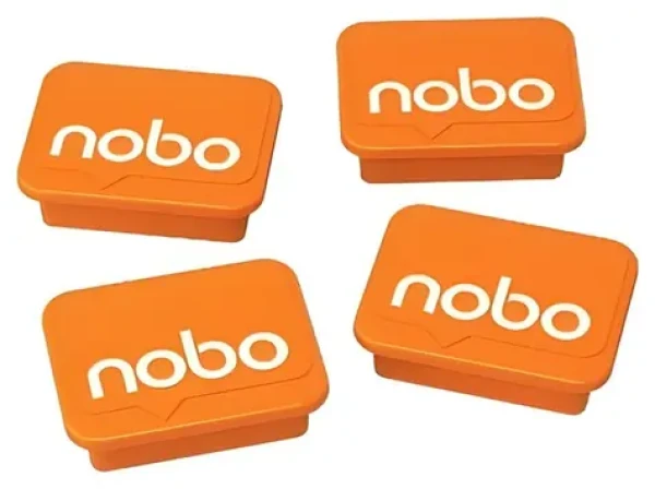 NOBO Magnety oranžové 4 ks / Na magnetickú tabuľu / 18x22 mm (1905327)