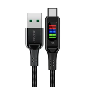 Acefast Kábel USB-A (M) - USB-C (M) 1,2 m čierna / 60W / displej
