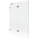 MEXEN/S - Lunar vaňová zástena 2-krídlová ľavá 120 x 150, transparent, meď kartáčovaná 897-120-100-65-00-L