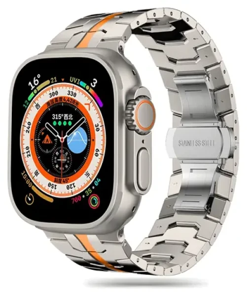 Tech-Protect Stainless Line titánovo oranžová / Remienok / Apple Watch 4/5/6/7/8/9/SE/Ultra 1/2 / 42/44/45/49 mm