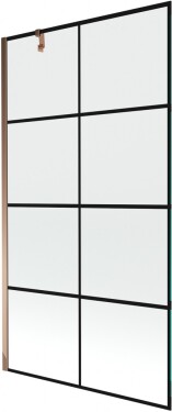 MEXEN/S - Next vaňová zástena FIX 100x150, čierny dekor, růžové zlato 895-100-000-00-77-60