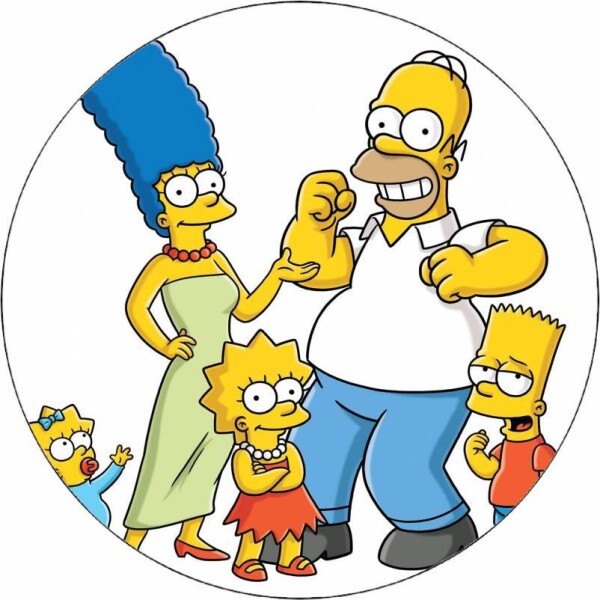Jedlý papier Simpsonovci na bielom pozadí 19,5 cm - Pictu Hap - Pictu Hap