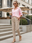 Dámske tepláky s vysokým pásom béžová FashionStreet UY2964 M/38
