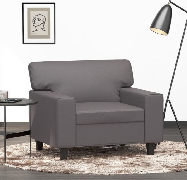 VidaXL vidaXL Fotel, Sivý, 60 cm, obity sztuczną skórą