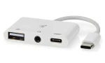 Nedis USB-C multiport adaptér / Redukcia / USB-A + USB-C + 3,5 mm jack / USB 2.0 / 480 Mbps (CCGB64790WT01)
