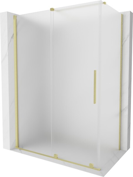 MEXEN/S - Velár sprchovací kút, posuvné dvere 140 x 85, dekor, zlato kartáčovaná 871-140-085-31-55