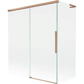 MEXEN/S - Rox L vaňová zástena 2-krídlová posuvná 140 + 70 x 150, transparent, meď kartáčovaná 8C9L-140-070-65-00