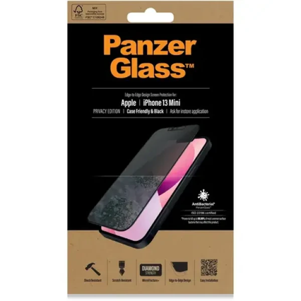 PanzerGlass Privacy Case Friendly AB Tvrdené sklo pre Apple iPhone 13 mini čierna (5711724727443)