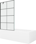 MEXEN/S - Vega obdĺžniková vaňa 150 x 70 cm s panelom + vaňová zástena 100, čierna vzor 550115070X9510007077