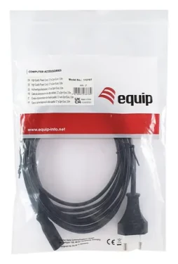 Equip Euro 2pin - C7 čierny / Napájací kábel / 3 m / 250 V / 2,5 A (112161)