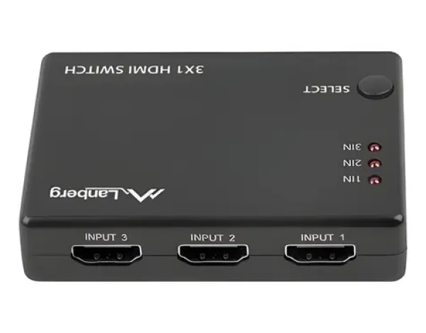 Lanberg / Prepínač HDMI / 3 IN - 1 OUT / 4K UHD / HDCP 2.2 / napájanie USB (SWV-HDMI-0003)