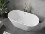 MEXEN - Flavia vaňa voľne stojaca 150 x 75, biela, zlatý sifón 54031507500-G