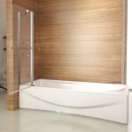 H K - Vaňová zástena s pevnou stenou V2 120 cm, číre sklo, oblý roh SE-V2120OSET