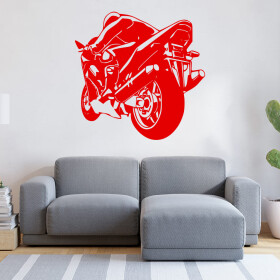 Veselá Stena Samolepka Športová motorka Farba: červená, Veľkosť: 100 x 98 cm