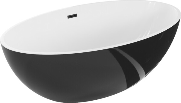 MEXEN/S - Nike voľne stojaca vaňa 175 x 100, biela/čierna, sifón a prepad čierna 54071751075-70