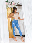 Sexy Highwaist Skinny Jeans "perfect blue" ripped denimblue 44